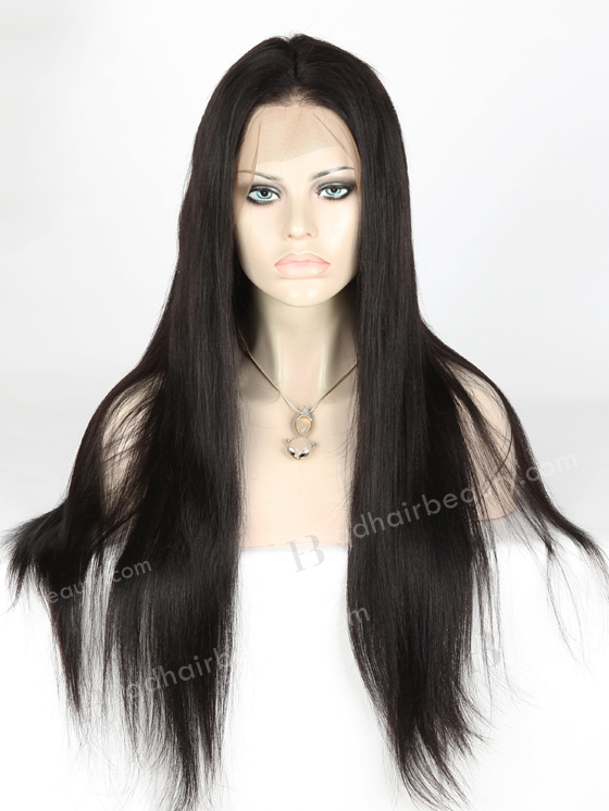 In Stock Indian Remy Hair 22" Yaki Straight #1B Color 360 Lace Wig 360LW-01029